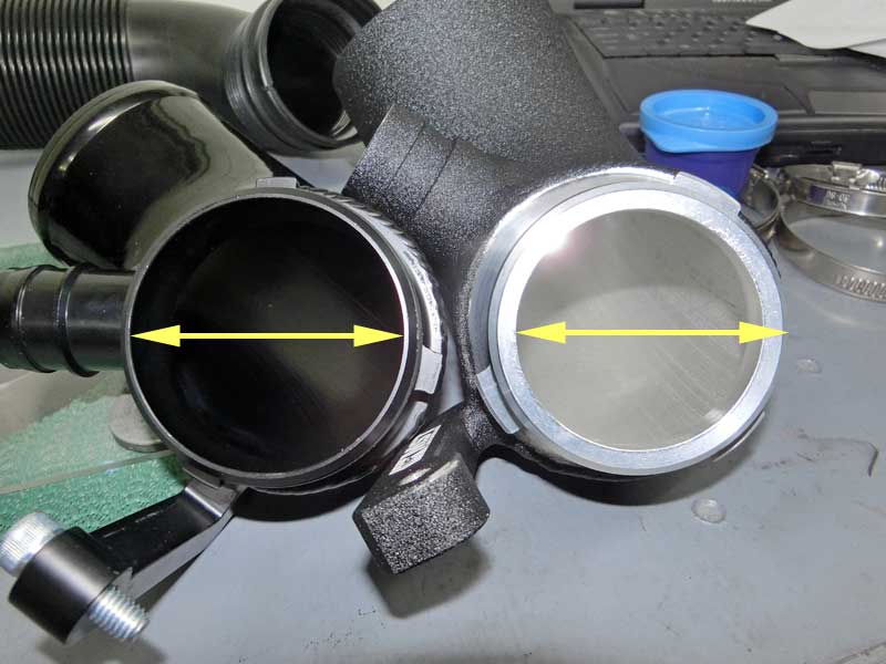BMS (L) and MST (R) inlet elbow discharge cross section