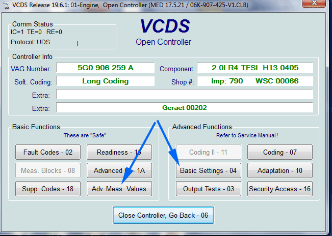 VCDS Wastegate Voltage Setting and Adaptation