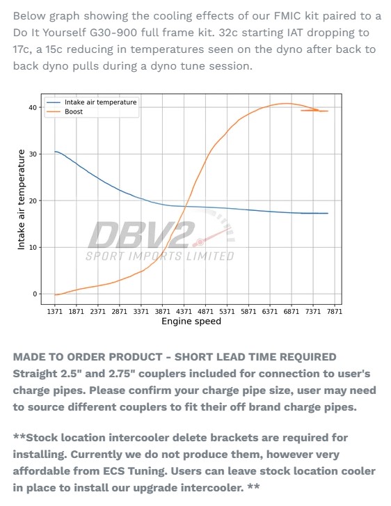 DBV2 True Front Mount intercooler product description