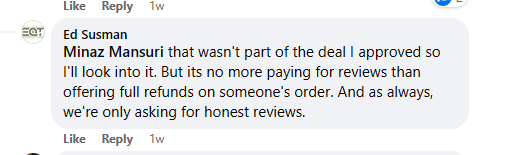 Ed only wants honest reviews