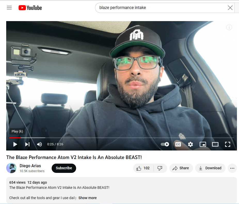 Diego's Claims About Intakes Tests