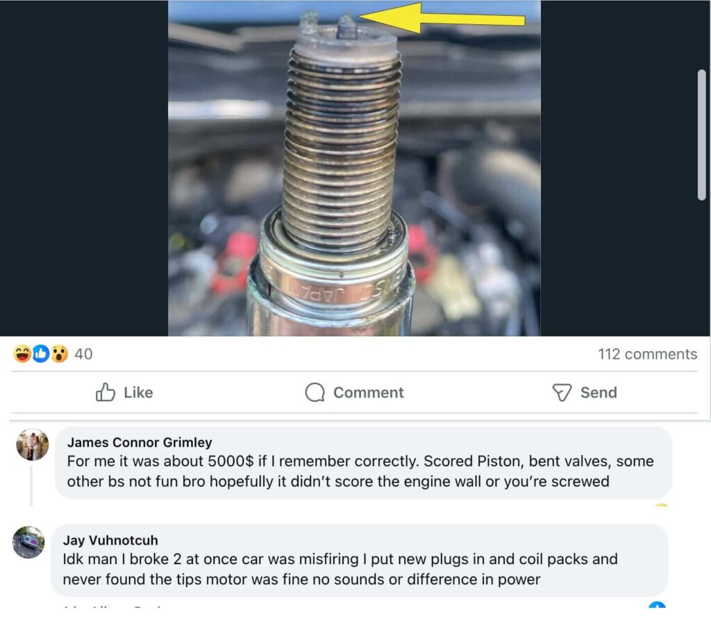 Damaged Spark Plug - Damaged Engine