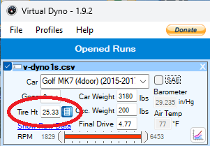 Virtual Dyno Configuration
