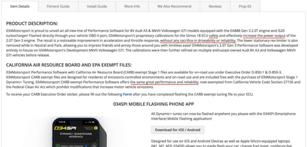 034 Motorsport Reliability Claim