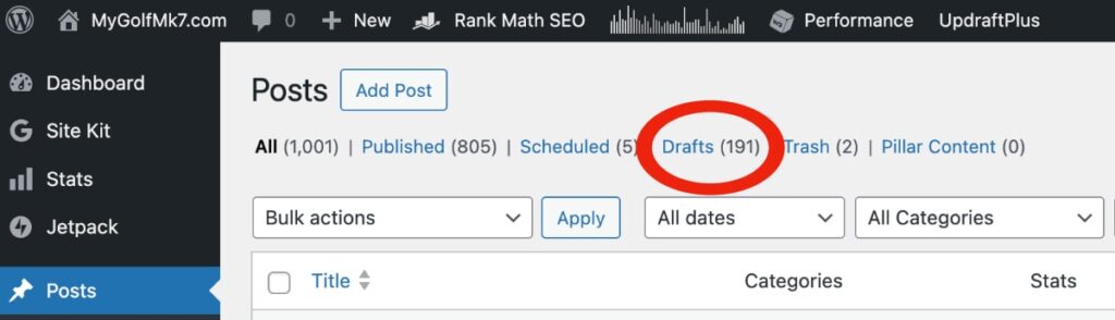 Blog Post Backlog