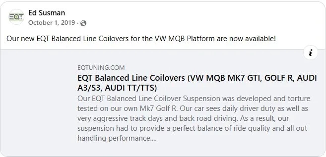EQT Balanced Line Coilover Announcement