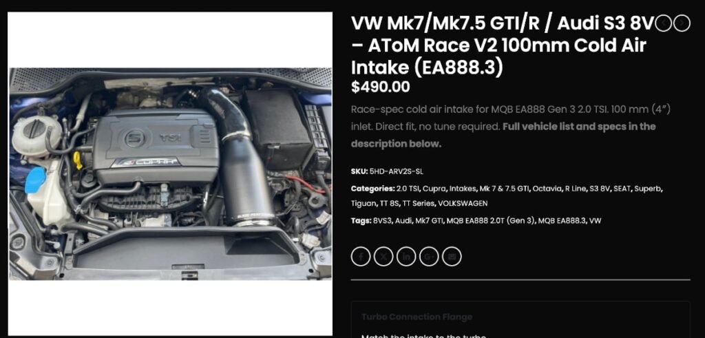 Blaze AToM V2 Mk7 Intake